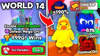 I Unlocked NEW World 14 with STRONGEST Free Pet and Gold VAULT in Arm Wrestling Simulator Roblox [upl. by Bratton]