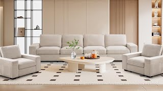 TEKAMON 128quot Modular Sofa Couch with Large Seats Storage Chenille Sofa [upl. by Tterrag677]