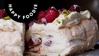 Meringue Roulade with Pistachios and Fresh Raspberries  Yotam Ottolenghi [upl. by Mages]