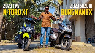 2023 Suzuki Burgman Street EX Vs TVS Ntorq XT 😍  Most Premium 125cc Scooters 🔥 [upl. by Anirbac]