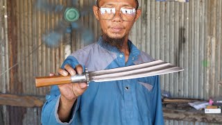 Knife makingMaking a quality knife out of spring leaf and motor bike sprocket [upl. by Adnhoj]