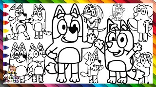 Dibuja y Colorea A Bluey Su Familia Y Sus Amigos 🐶🐕❤️🧡💛💚💙💜 Dibujos Para Niños [upl. by Chavez]