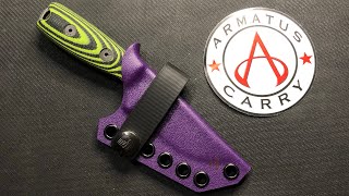 Armatus Carry Architect Sheath Purple  The Knife Connection Green Handle  for ESEE Damascus Izula [upl. by Angil215]