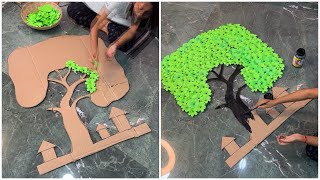 Smart idea to make a Paper tree DIY  Paper tree craft idea  Beautiful wall hanging craft [upl. by Tikna]