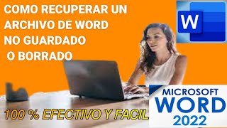 Como RECUPERAR Un ARCHIVO DE WORD NO GUARDADOpor que se reinicio el Word [upl. by Eikcaj]