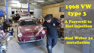 1968 vw type 3 dual 34s carb conversion and test drive [upl. by Ule]