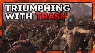 How to Win Battles Using Mostly Trash Units  Zombies  Total war Warhammer 3 [upl. by Aneeuqal]