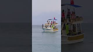 tourist boat  summer background antalya turkey travel landscape nature vacation tourism [upl. by Ibob]