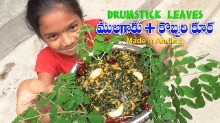 How to cook Drum Stick Leaves with Coconut grate Fry  ములగ ఆకు కొబ్బరి కూర [upl. by Initirb]