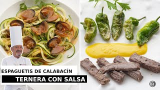 ESPAGUETIS de CALABACÍN  TERNERA con salsa y pimientos  Cocina Abierta [upl. by Pool]