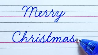 How to write Merry Christmas in cursive  Cursive writing  American cursive handwriting practice [upl. by Gerik]