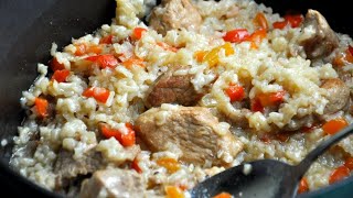 Pilaf de orez cu carne de porc reteta simpla satioasa si plina de gust [upl. by Moureaux240]