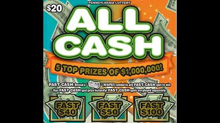 20 ALL CASH  PA Lottery Scratch Off Ticket [upl. by Elacim]