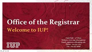 Learn about the Office of the Registrar at IUP [upl. by Alberik133]