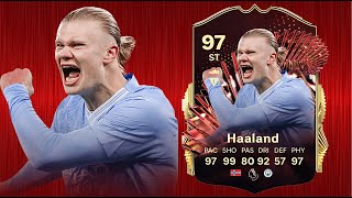 FC 24 ERLING HAALAND 97 TOTS CHAMPIONS PLAYER REVIEW I FC 24 ULTIMATE TEAM [upl. by Inverson]