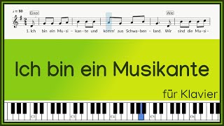 Ich bin ein Musikante und komm aus Schwabenland  original Text und Noten mit Buchstaben  Piano [upl. by Okoyik]