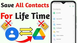 Backup All Contacts To Gmail For Lifetime  google drive me contact save kaise kare  2023 [upl. by Eedoj101]