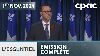 LEssentiel  Le moratoire en immigration au Québec crée des remous – 1er novembre 2024 [upl. by Parnell]