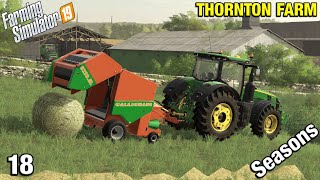 BALING THE HAY DIFFERENT BALES Thornton Farm Timelapse  FS19 Ep 18 [upl. by Airotnes]