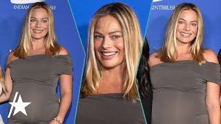 Margot Robbie Debuts Baby Bump on Red Carpet [upl. by Frances565]