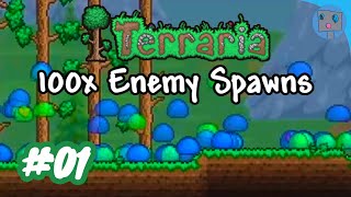 THE INVASION BEGINS  Terraria x100 01 [upl. by Ocsinarf]