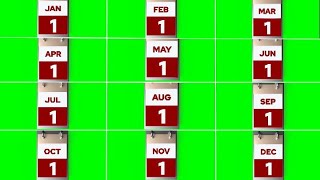 All days all months complete year green screen full calendar chroma key [upl. by Leahcam]