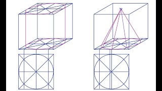 Proyección de un cilindro y un cono en perspectiva caballera [upl. by Petulah147]