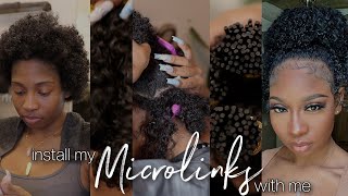 FIRST TIME DIY Curly Microlinks on my 3C Natural Hair At Home  Curlsqueen [upl. by Llertram867]