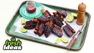 BBQ Beef Ribs Recipe With Spicy Cherry Glaze [upl. by Emalia]