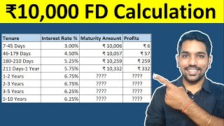 FD Interest Calculation Examples  ₹10000 for next 5 Years  Fixed Deposit Calculator [upl. by Sigvard]