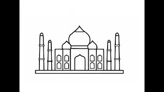 How kids can draw easy Taj mahal drawing step by step [upl. by Cath]