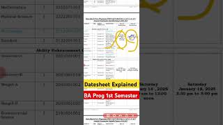 BA Prog datesheet Explained l Sol decJan Exam 2024 l dusol 1stsemester [upl. by Ramel]