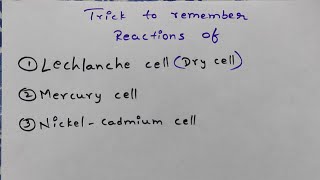 Dry cell Mercury cell NiCd cell reactions [upl. by Nerrej]