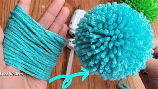 Yarn Pom Pom Making by Hand with Glue for Crocheted Hat [upl. by Udell]