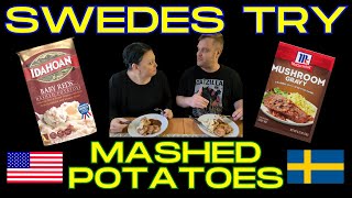 First time Swedes try American Mashed Potatoes and mushroom gravy [upl. by Gerek]