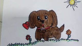 simple drawing puppy kids drawing art colorsshorts ytshortspushpa2peelings [upl. by Sevy316]