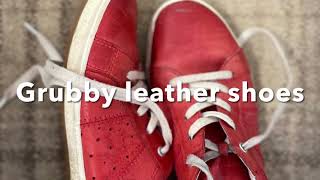 Green clean of grubby leather shoes [upl. by Aicinoid]