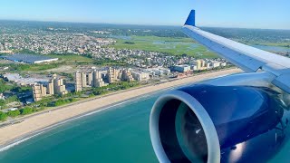 First Class – Scenic Approach  Landing in Boston – Delta Airlines – Airbus A220100 – N131DU [upl. by Kolk59]