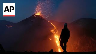 WATCH Mount Etna erupts in Sicily [upl. by Atnicaj703]