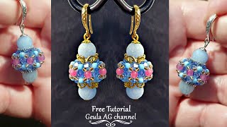 Beaded Earrings Vintage Style DIY Earrings Beads Jewelry Making Tutorial Blue amp Pink [upl. by Einnoj]