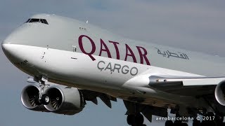 FULL HD Qatar Cargo 74783QF landing BarcelonaEl Prat [upl. by Noxas]