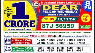 Lottery Result Today 8pm 13112024  Official  Sikkim Lottery [upl. by Adeuga]