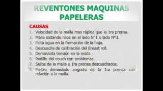 REVENTONES EN LAS MAQUINAS PAPELERAS [upl. by Ancalin]