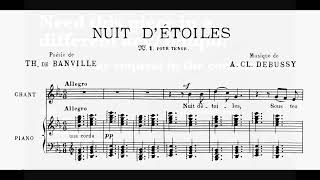 Nuit détoiles C Debussy  Eb Major Piano Accompaniment [upl. by Erreit574]