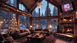 Cozy cabin ambience  Christmas Nostalgia 🎄🔥 fireplace and old Christmas movies 🎥 [upl. by Vasiliki]