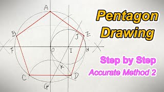 How to Drawing Pentagon with an Unscaled Ruler and Compass Accurate Method 2 [upl. by Solon607]