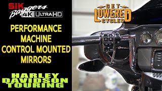 Performance Machine Control Mounted Mirrors Harley Davidson Touring Motorcycle [upl. by Aldredge]