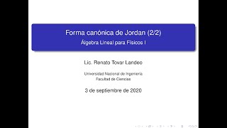 Clase 26 Forma canónica de Jordan 22 [upl. by Tori221]