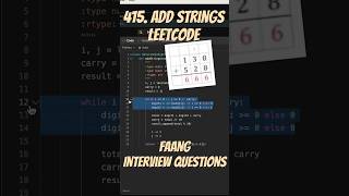 Leetcode 415  Add Strings [upl. by Iroj123]