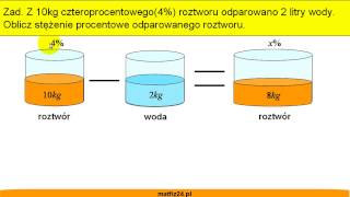 Ile wody należy odparować  Roztwory procentowe  Matfiz24pl [upl. by Ahsot]